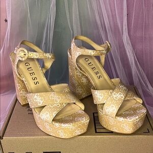 Guess Beige Vallenn Platform Heels